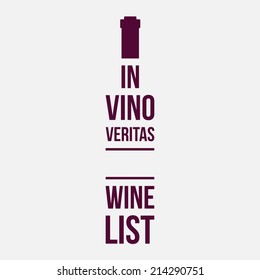 In vino veritas, wine list, typography design, vector