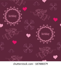 Vinous  background with angels and text