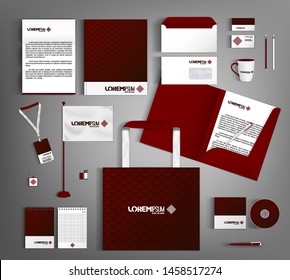 Vinous corporate style design template. Business set of stationery