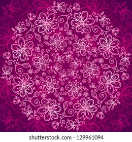 Vinous lacy vintage flowers vector background