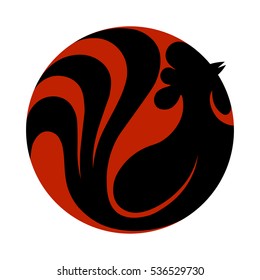 vinous logo stylish cock. Abstract rooster logo, icon. Black cock. Vector illustration of rooster, design element