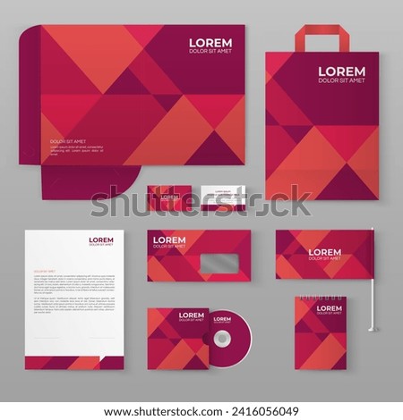 Vinous stationery template design with geometric pattern. Set of business corporate identity mock up. Documentation for business.
 [[stock_photo]] © 