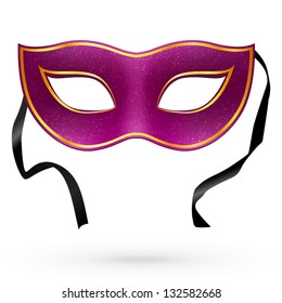 Vinous vector carnival mask with ribbons