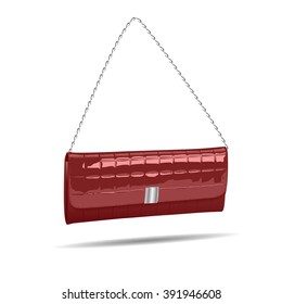 vinous women bag isolated on white photo-realistic illustration. 