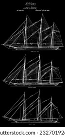 Vintage 1870 Segel und Rigging Patent