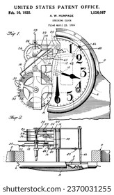 Vintage 1925 Striking clock patent