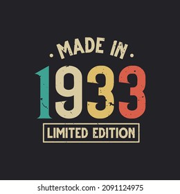 Vintage 1933 birthday, Made in 1933 Limited Edition