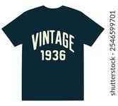 vintage 1936 t shirt fashion lifestyle retro vector illustration template design