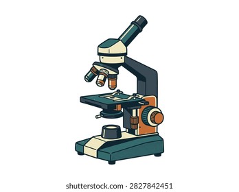 Vintage 1937 style laboratory microscope illustration for scientific research