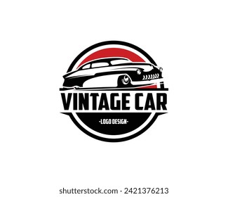 Vintage 1949 mercury coupe car vector design. isolated white background view from side. Best for logo, badge, emblem, icon, sticker design.