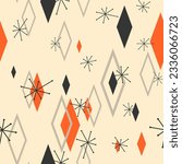 Vintage 1950s Atomic Pattern. Retro Seamless Wallpaper. Fifties Repeating Design