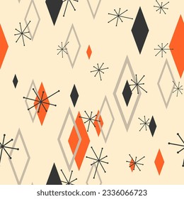 Vintage 1950s Atomic Pattern. Retro Seamless Wallpaper. Fifties Repeating Design svg