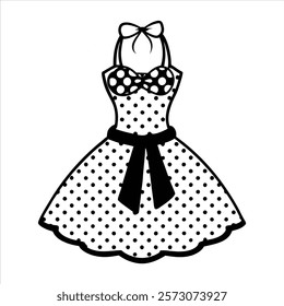 Vintage 1950s Polka Dot Dress with Halter Neck, Sweetheart Neckline, and Bow Detail

