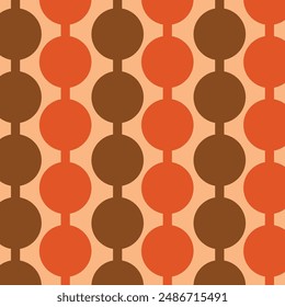 Vintage 1960 orange groovy Geo circles, Retro 60s and 70s colorful orange and brown circles pattern Vector illustration. Trendy circles pattern design. 70s Round style wallpaper background. 