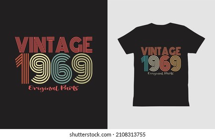 diseño vintage de camisetas de 1969.