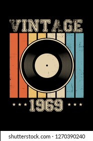 vintage 1969 vinyl retro poster apparel distressed