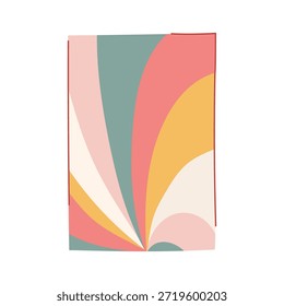 Vintage 1970s sunburst pattern with warm pastel hues and groovy curves, ideal for retro backgrounds, posters, wallpaper, or playful graphic design and illustration elements