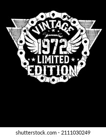 Vintage 1972 Limited Edition 50th years Motorcycle lover birthday t-shirt design