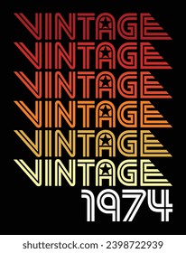 Vintage 1974 50th Birthday vector illustration for shirt and birthday gift for her and for him. 80s retro style design template.