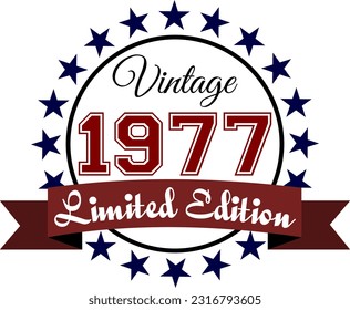 Vintage 1977, Limited Edition Vector Graphic for Birthday, T-shirts, Prints, Invitations, and More