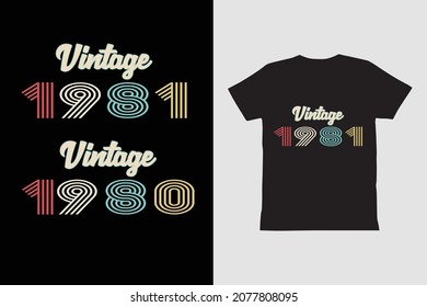 Vintage 1980,Birthday  T Shirt design.