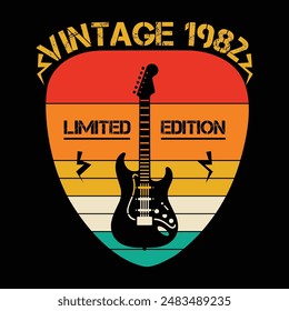 Vintage 1982 Limited Edition Retro Typography T-Shirt Design 