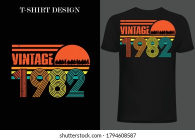 vintage 1982 t-shirt design. retro style vintage t-shirt design.