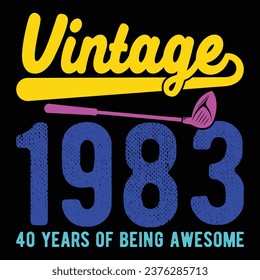 Vintage 1983 40 Year Old 40th Birthday Gift Golf Golfer T Shirt