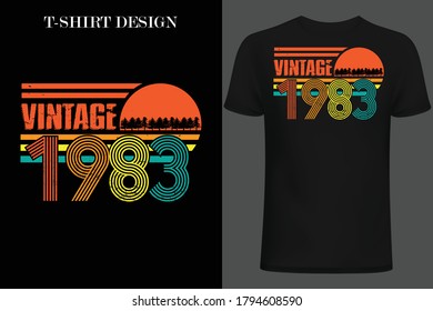 vintage 1983 t-shirt design. retro style vintage t-shirt design.