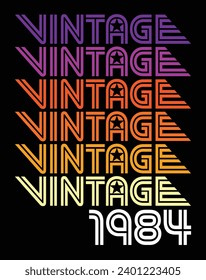 Vintage 1984 40th Birthday vector illustration for shirt and birthday gift for her and for him. 80s retro style graphic.