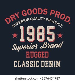 Vintage 1985 Denim Typography Design - Classic Rugged Style