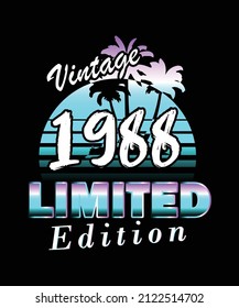 Edición limitada de Vintage 1988. diseño retro vintage de camisetas de cumpleaños