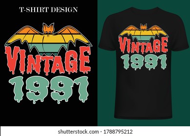 vintage 1991.Halloween vintage t-shirt design