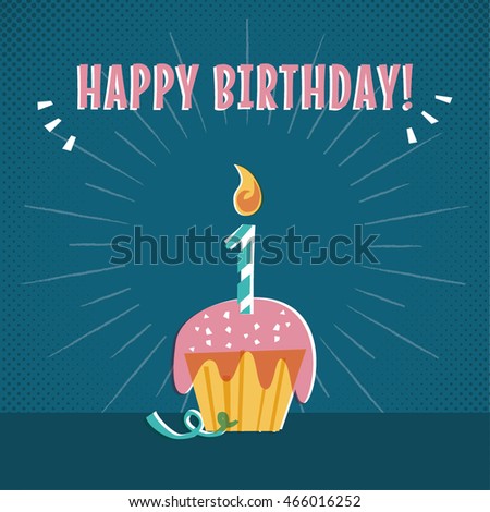 Vintage 1st Birthday Cake Layout Stock Vector Royalty Free