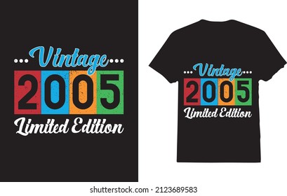 Vintage 2005 Limited Edition Birthday T-Shirt For Men