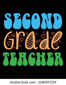 Vintage 2nd Second Grade Teacher Back To School Gifts Typography T-Shirt