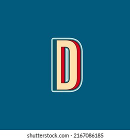 Vintage 3D Alphabet. Retro Typeface. Vector Font Illustration