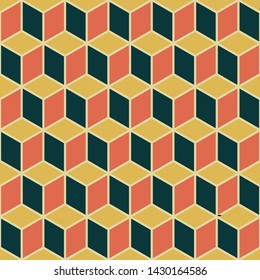 Vintage 3d cube seamless pattern background for wall decoration purpose