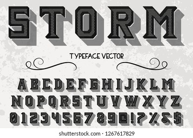 Vintage 3d Font handcrafted vector vintage typeface  named storm