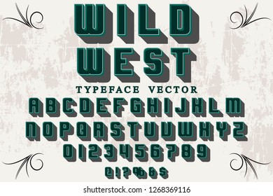 Vintage 3d Font handcrafted vector named vintage wild west