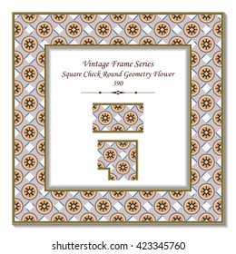 Vintage 3D frame 390 Square Check Round Geometry Flower