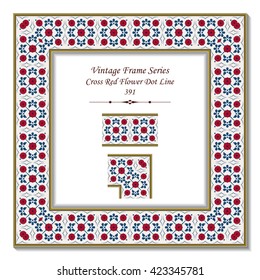 Vintage 3D frame 391 Cross Red Flower Dot Line