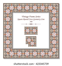 Vintage 3D frame 398 Square Round Cross Geometry Line