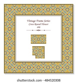 Vintage 3D frame 490 Cross Round Flower
