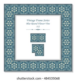 Vintage 3D frame 512 Blue Round Flower Vine
