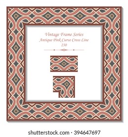 Vintage 3D frame - Antique Pink Curve Cross Line
