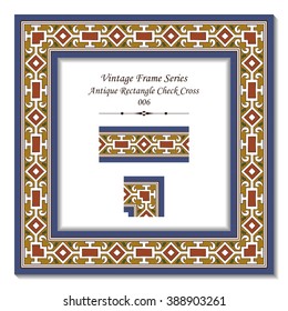 Vintage 3D frame. Antique Rectangle Check Cross