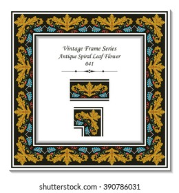 Vintage 3D frame - Antique Spiral Leaf Flower
