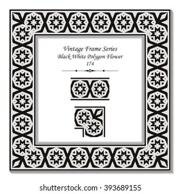 Vintage 3D frame - Black White Polygon Flower
