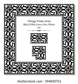 Vintage 3D frame - Black White Curve Cross Flower
